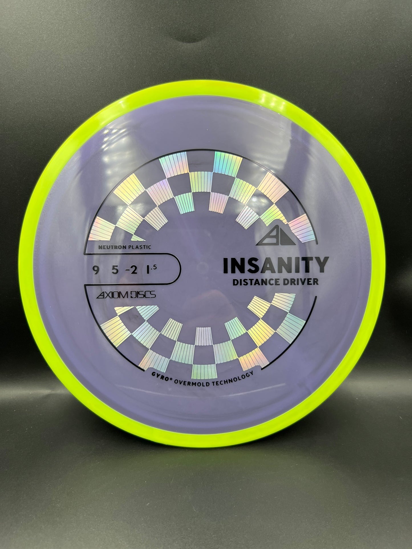 Axiom Neutron Insanity Green Yellow Rim Dark Purple Plate - 167g