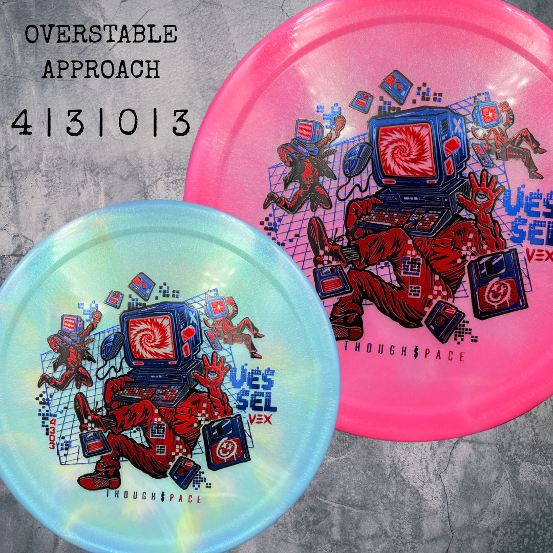 Thought Space Athletics Vessel collection banner featuring intricate multi-foil disc golf stamp artwork.