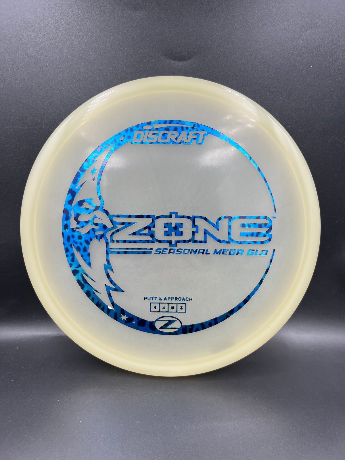 Discraft Mega Glo Zone Blue Cheetah Stamp - 167g-169g