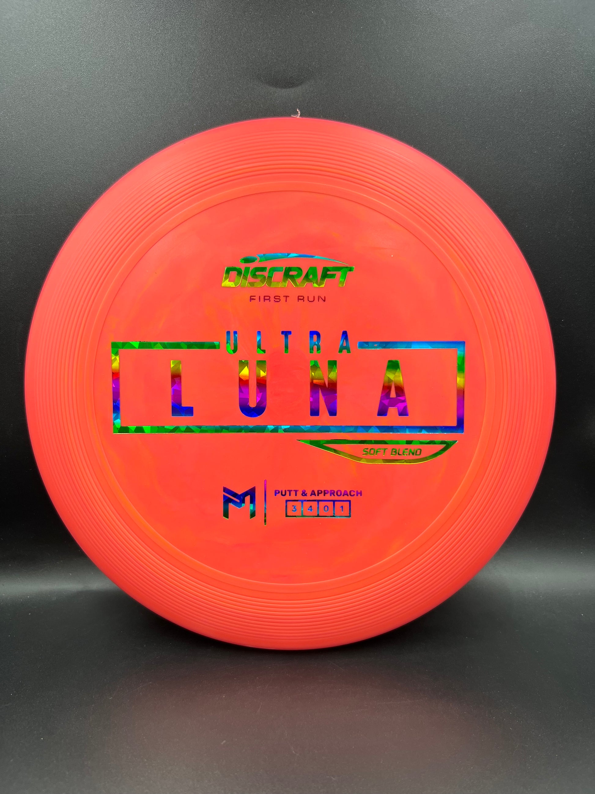 Discraft Paul McBeth First Run UltraLuna - Soft Putter Blend Peach Pink Rainbow - 166g
