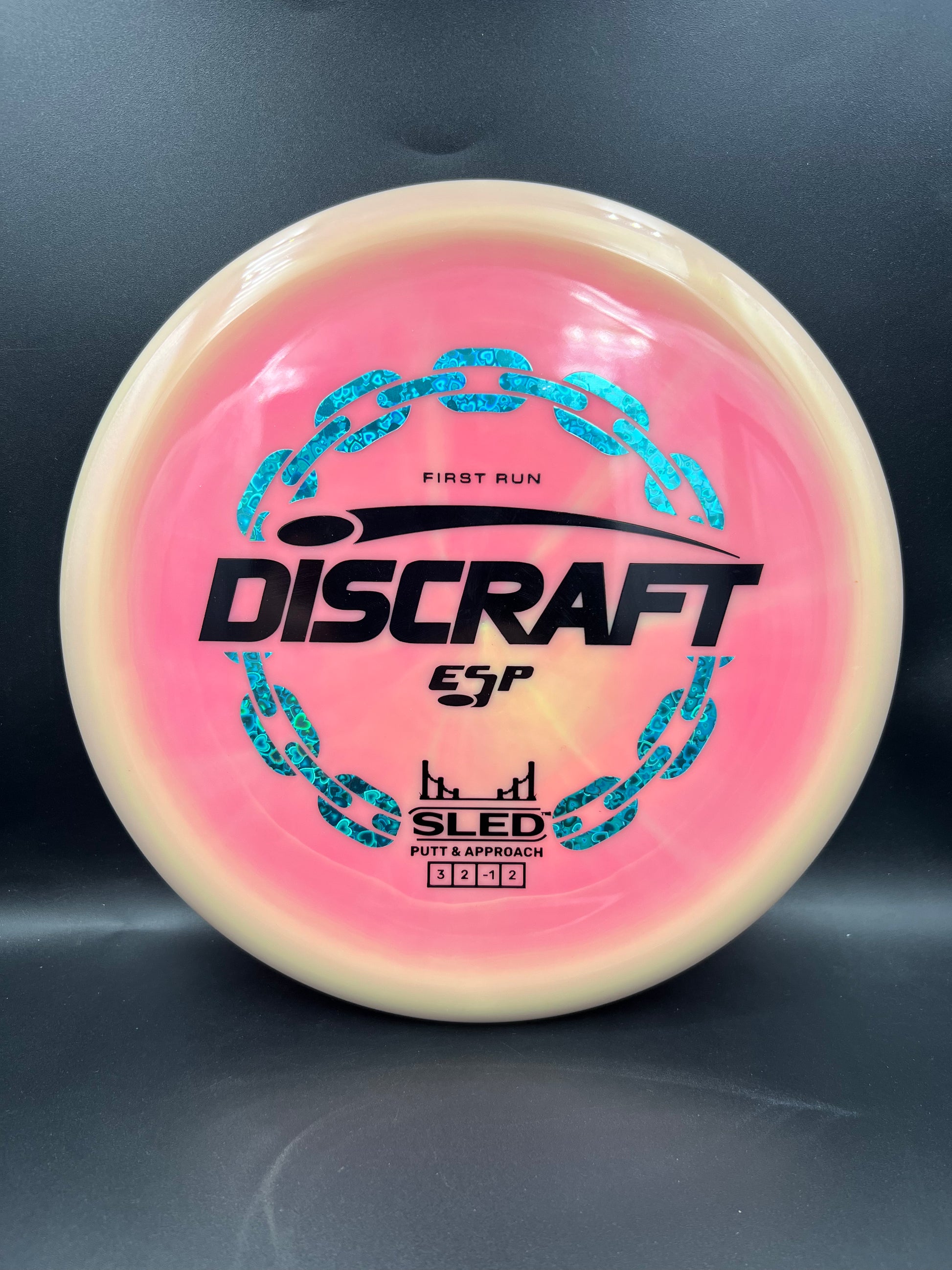 Discraft First Run ESP Sled Strawberry Creme Black Blue Hearts - 177g