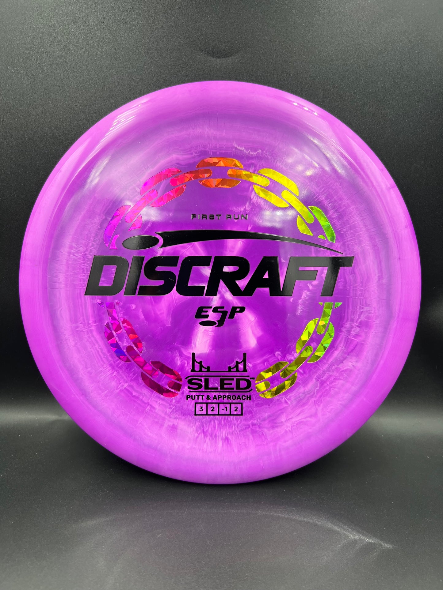 Discraft First Run ESP Sled Purple Pink Black Rainbow Stamp - 179g