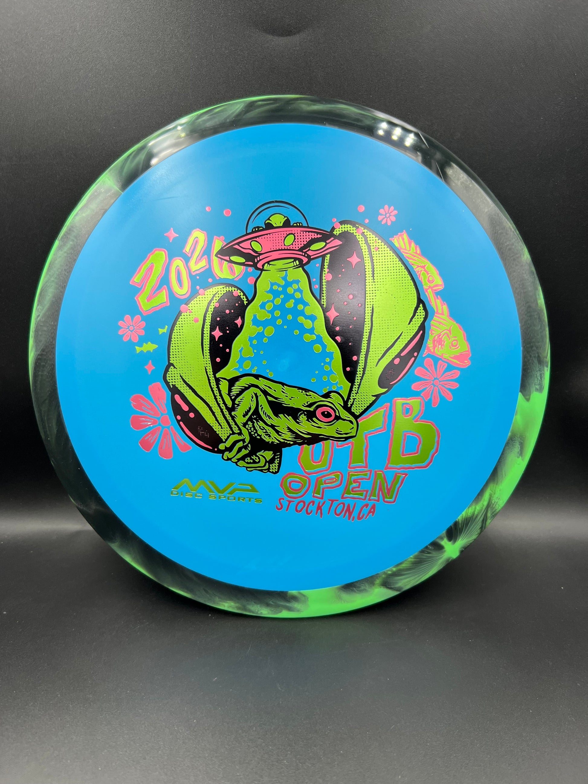 2026 OTB Axiom Fission Delirium Green Black Rim Blue Plate - 174g