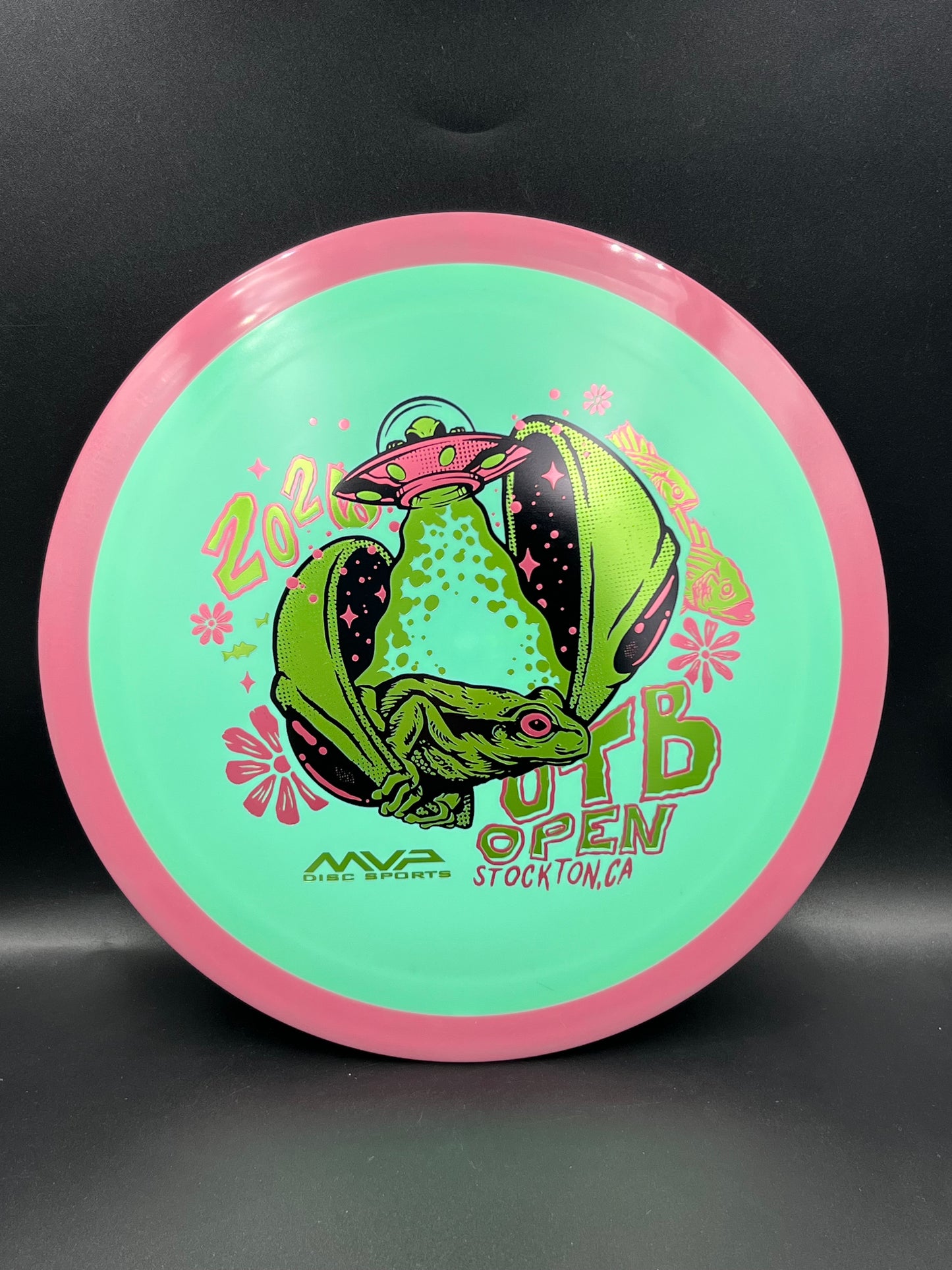 2026 OTB Axiom Fission Delirium Dark Pink Rim Light Green Plate - 173g
