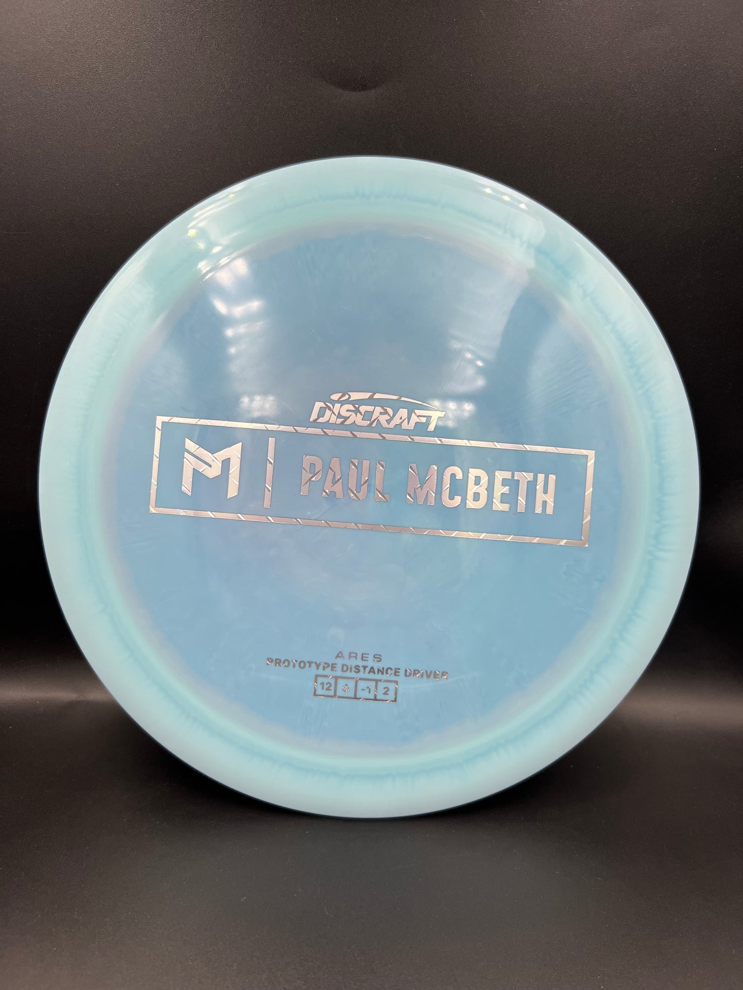 Discraft Paul McBeth Prototype Ares Light Blue Metal Plate Stamp - 173g