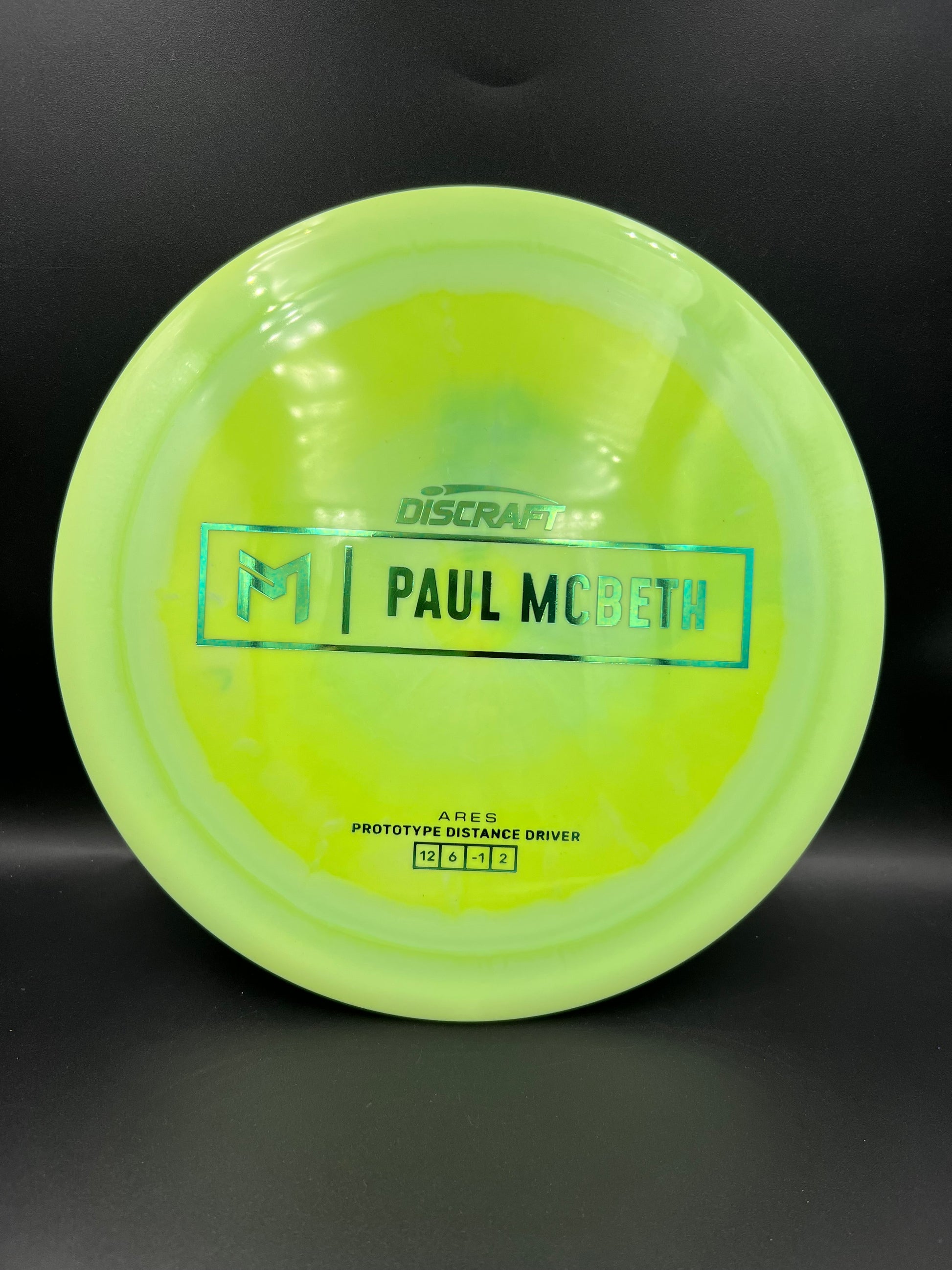 Discraft Paul McBeth Prototype Ares Yellow Green Blue Stamp - 174g