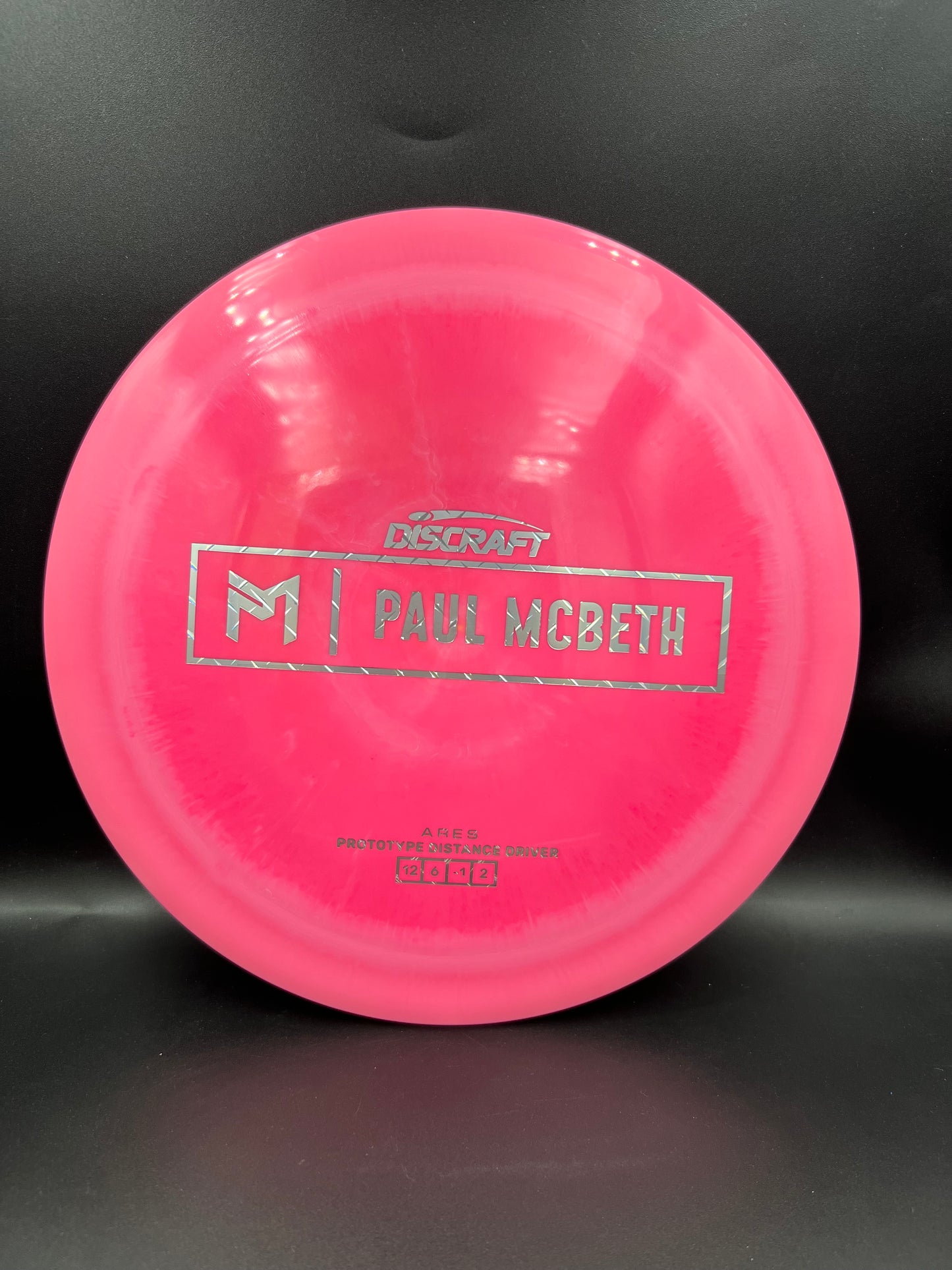 Discraft Paul McBeth Prototype Ares Pink Metal Plate Stamp - 173g