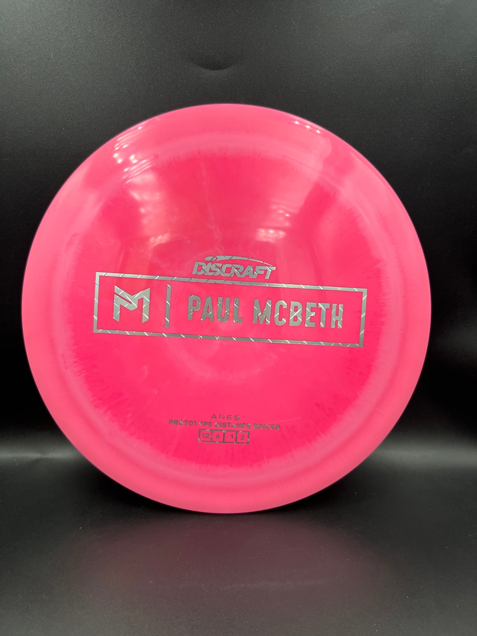 Discraft Paul McBeth Prototype Ares Pink Metal Plate Stamp - 173g