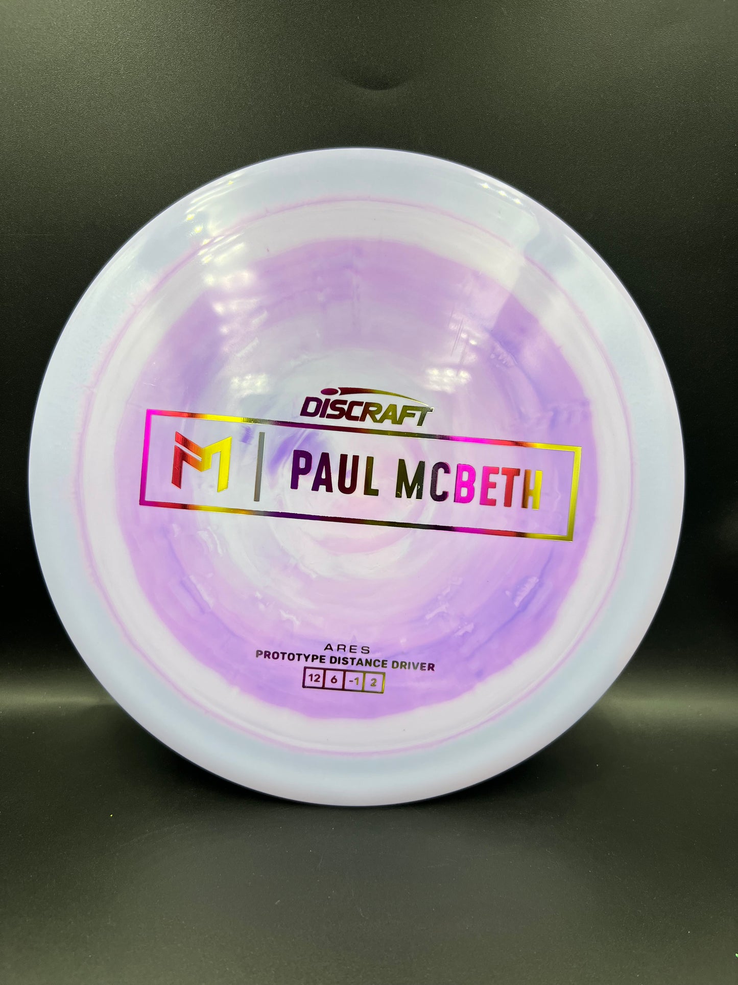 Discraft Paul McBeth Prototype Ares Light Purple Multi Color Stamp - 173g