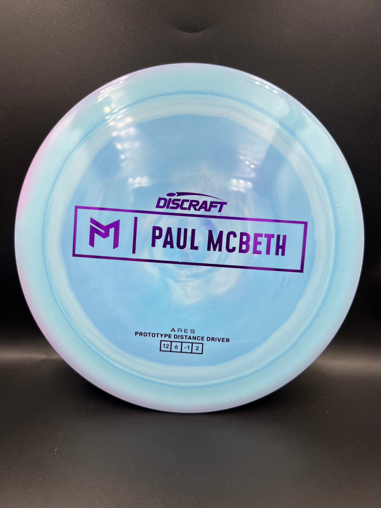 Discraft Paul McBeth Prototype Ares Light Blue Purple Stamp - 173g