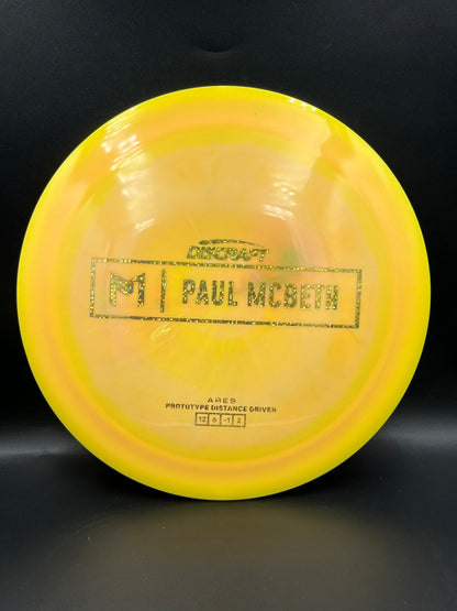 Discraft Paul McBeth Prototype Ares Yellow Light Orange Gold Glitter Stamp - 169g