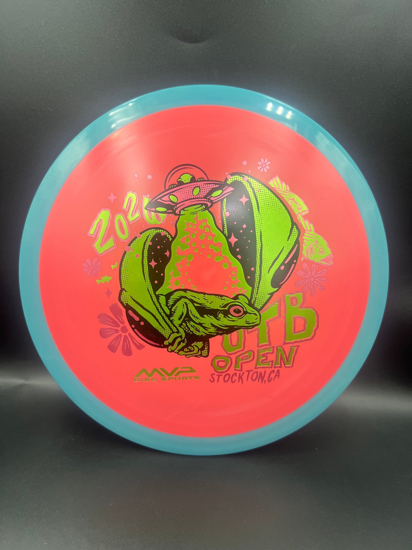 2026 OTB Axiom Fission Delirium Teal Rim Dark Pink Plate - 173g (Discounted for plate scuffs)