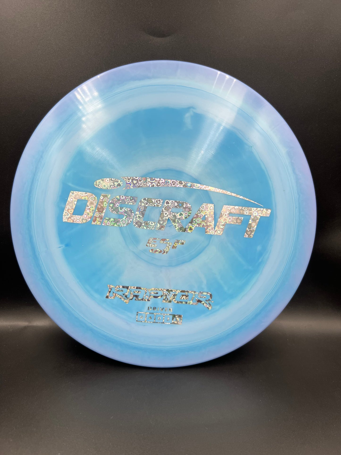 Discraft ESP Raptor Light Blue Purple Silver Hearts Stamp - 173-174g