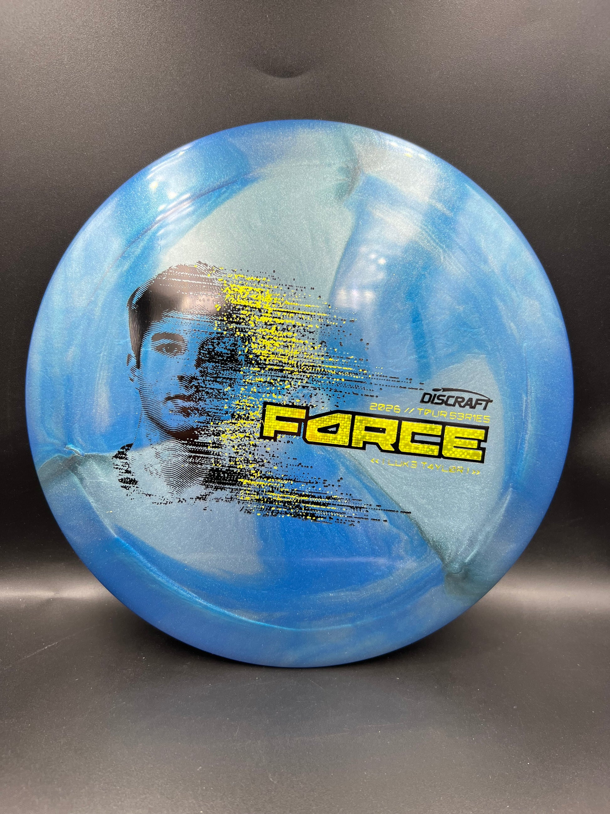 Discraft Luke Taylor Force 2026 Tour Series Blue Yellow Glitter Stamp - 173-174g