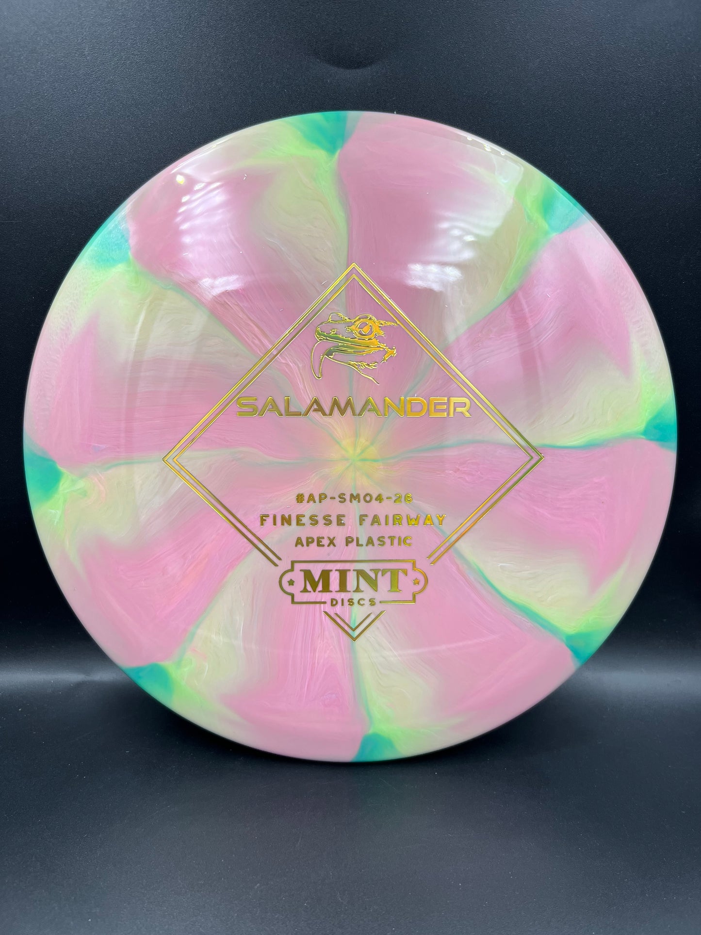 Mint Apex Swirl Salamander Stock - Pink Creme Gold Stamp - 168g