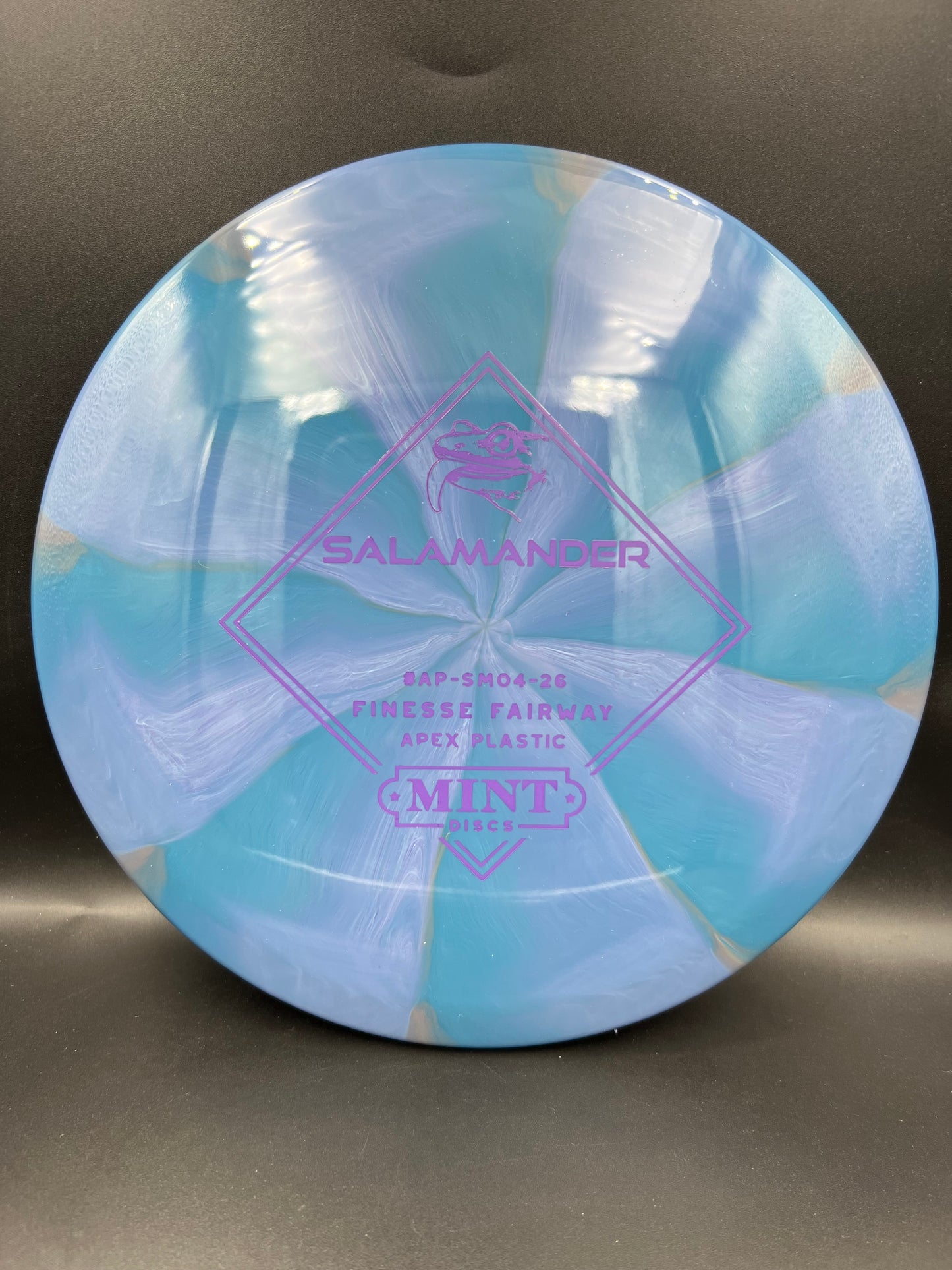 Mint Apex Swirl Salamander Stock - Dark Blue Purp Purple Stamp - 168g