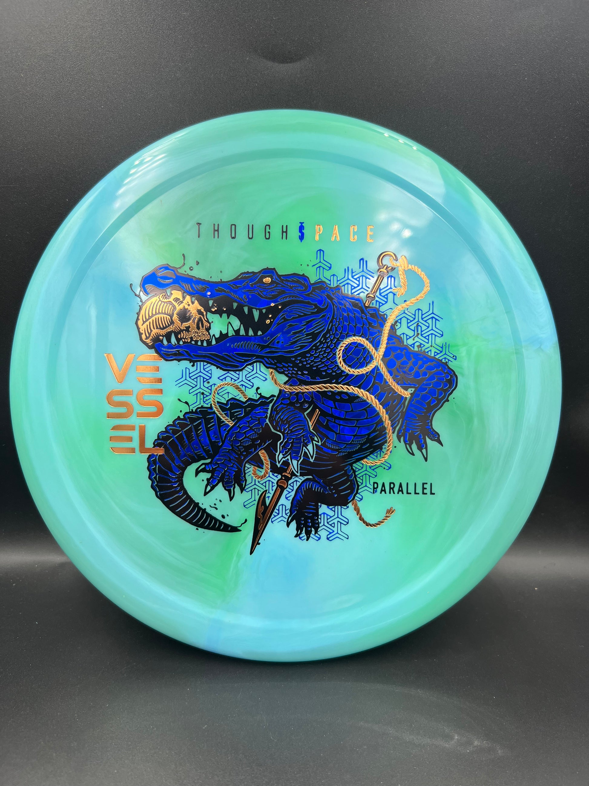 Thoughtspace Parallel Vessel Teal Blue Bronze Stamp - 172g