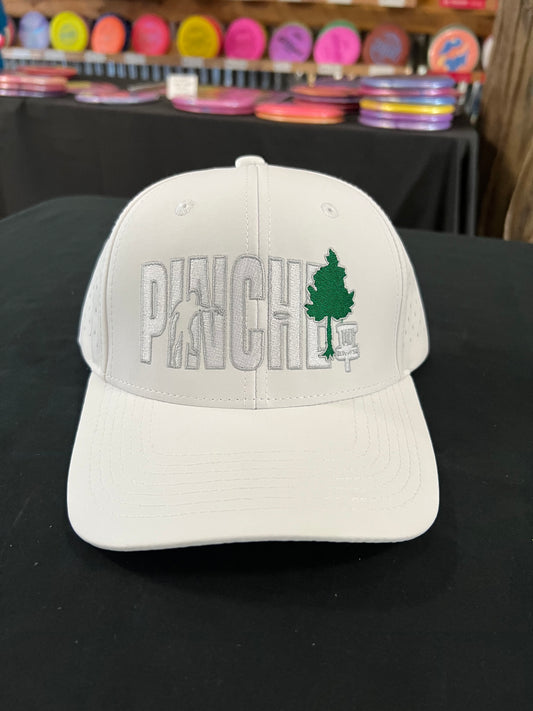 Pinche Arbol Disc Golf Hat White Silver Green Color Logo (Dallas Hat Co)