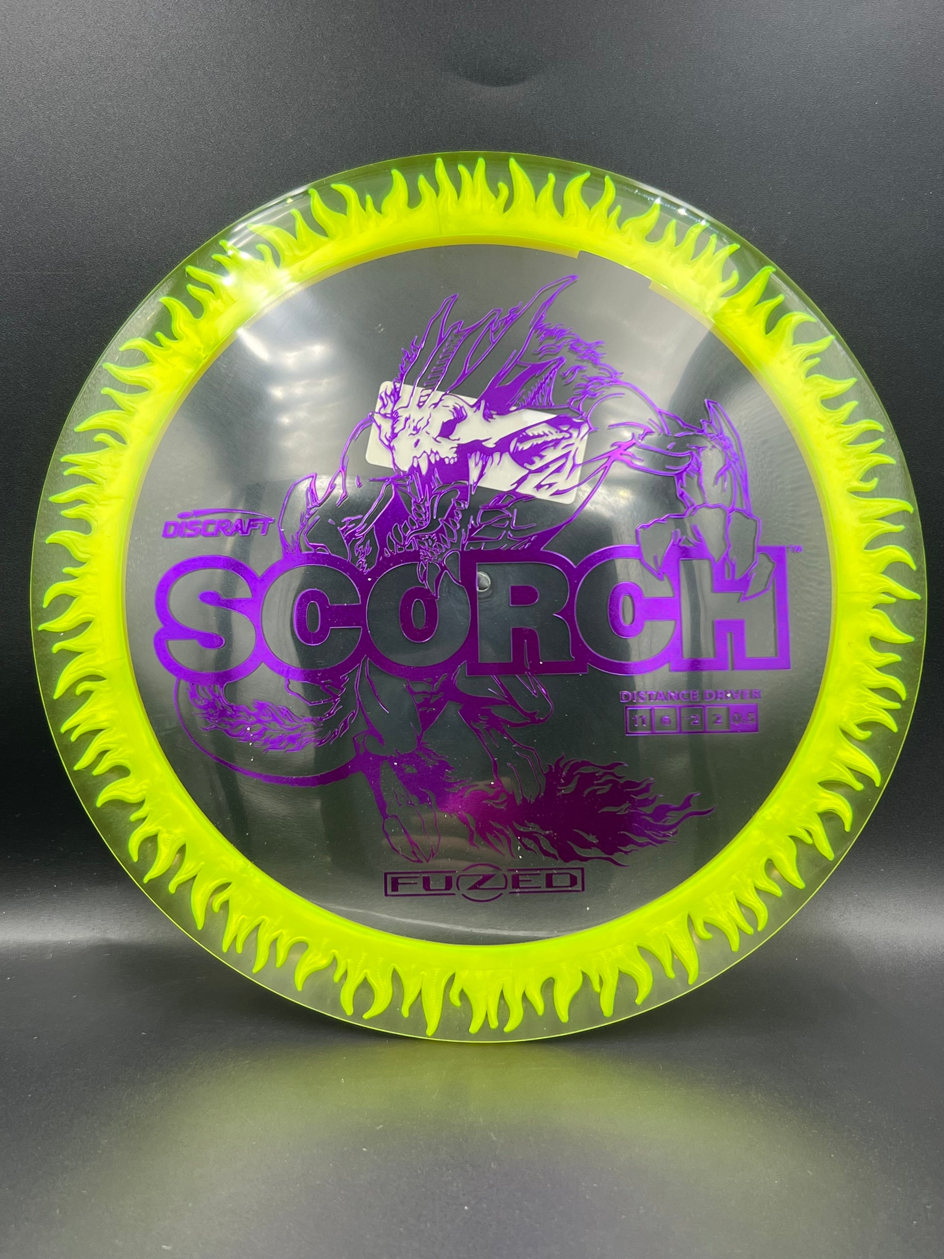 Discraft Fuzed Scorch Yellow Purple Stamp - 164g-166g