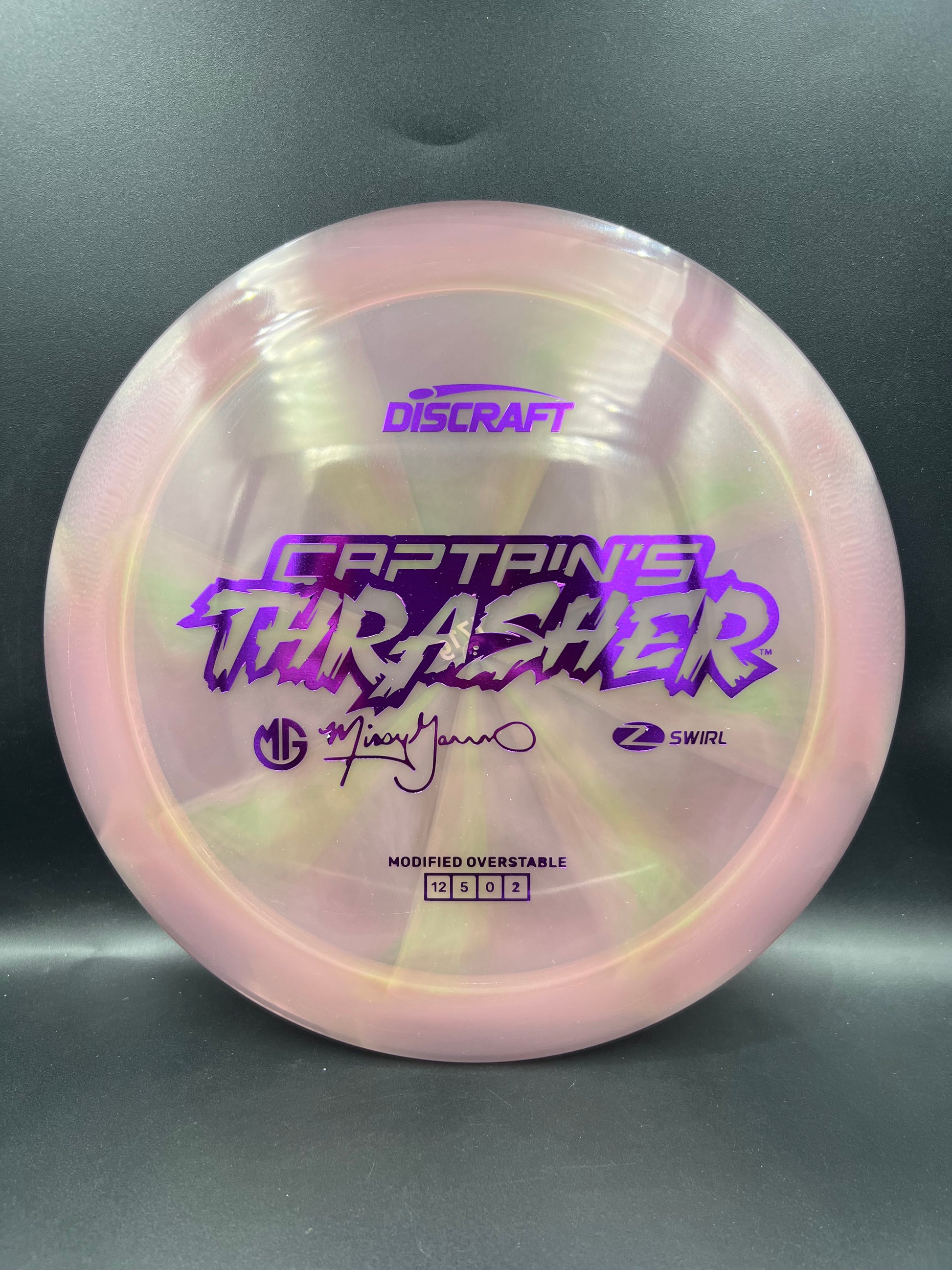 Discraft 2026 Missy Gannon Z-Swirl Captain’s Thrasher Purple Smoke Purple Stamp - 171g