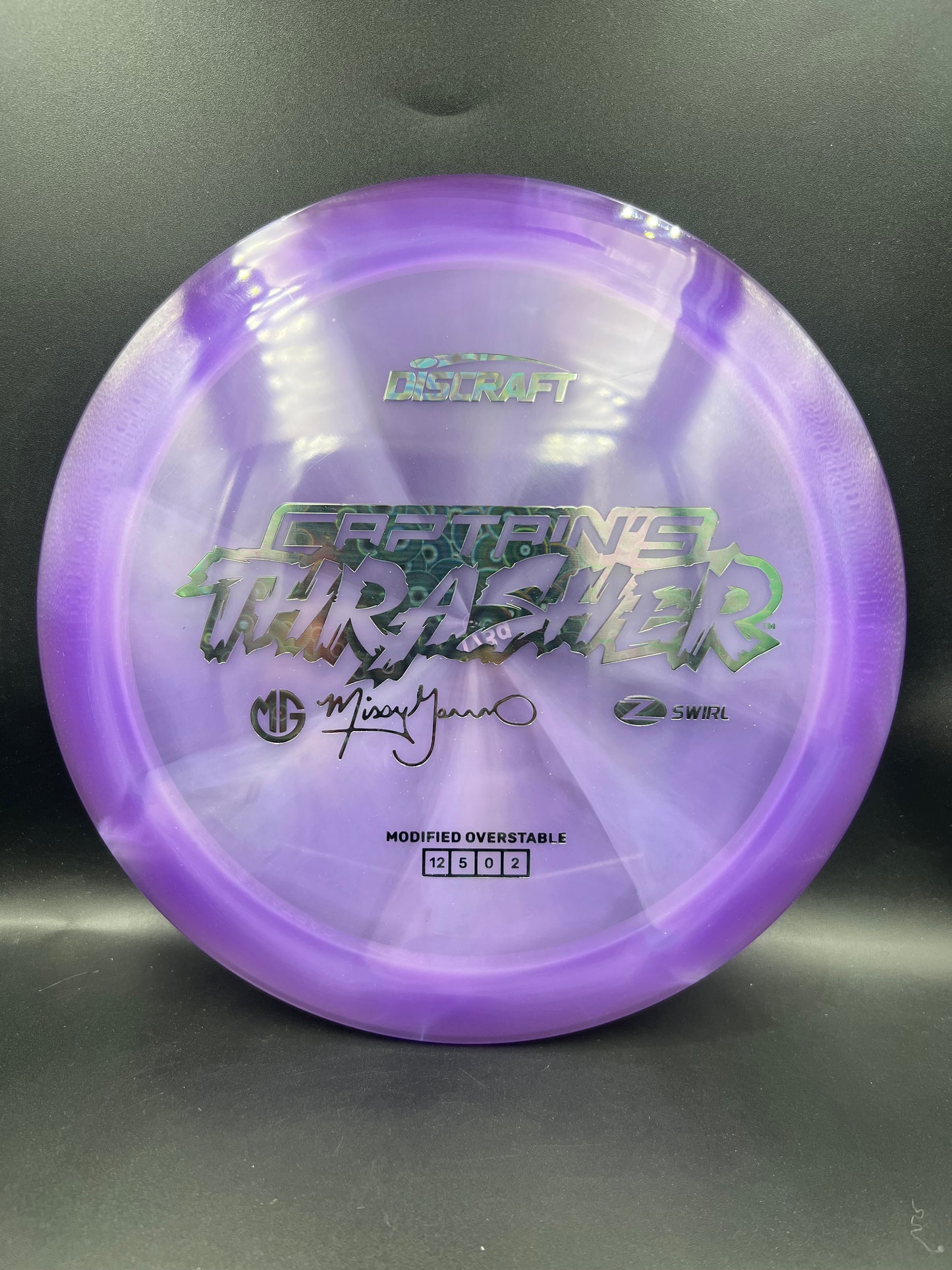 Discraft 2026 Missy Gannon Z-Swirl Captain’s Thrasher Purple Dark Swirls Stamp - 173g