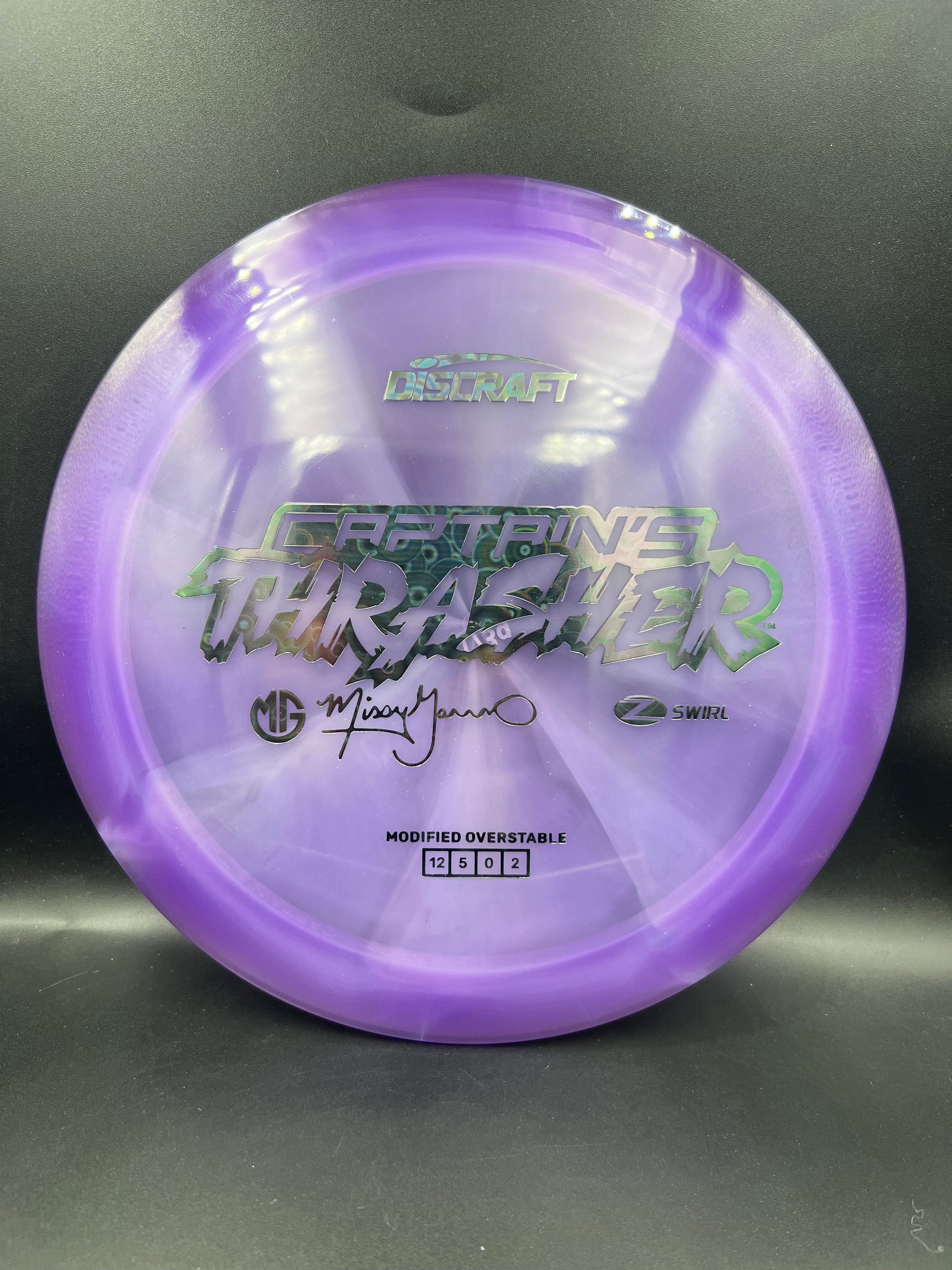 Discraft 2026 Missy Gannon Z-Swirl Captain’s Thrasher Purple Dark Swirls Stamp - 173g