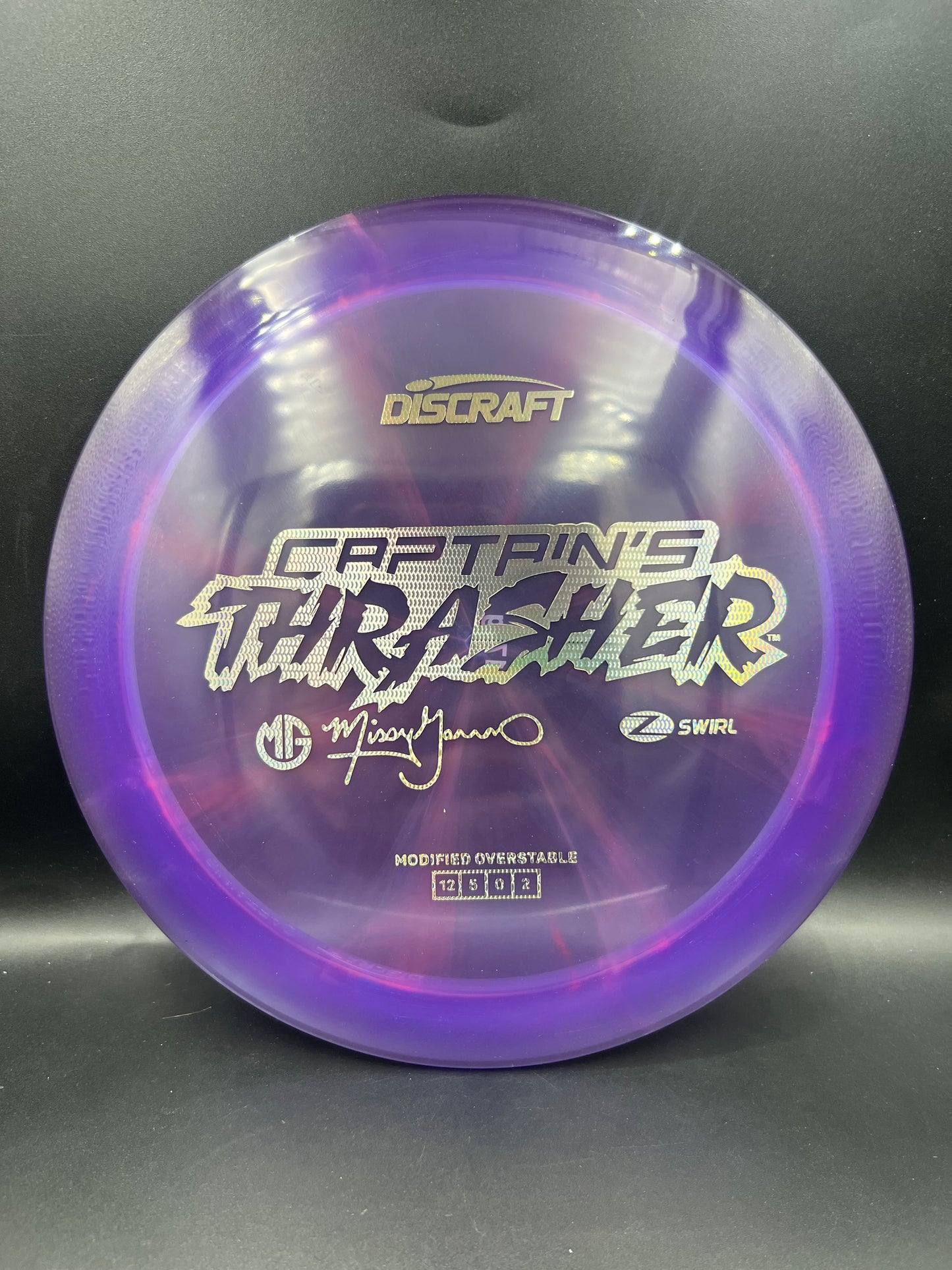 Discraft 2026 Missy Gannon Z-Swirl Captain’s Thrasher Purple Reflective Stamp - 170g
