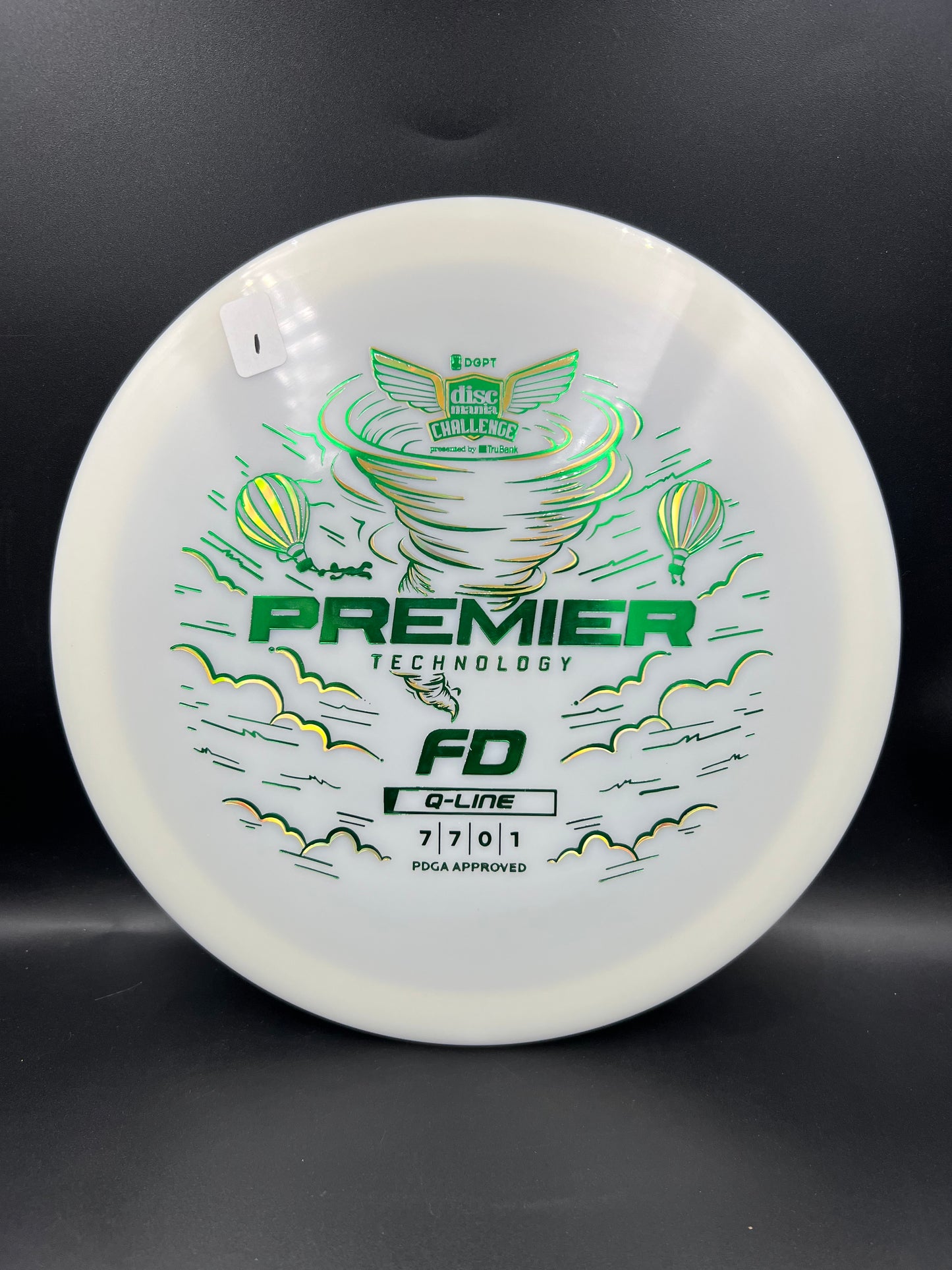 Discmania Q-Line Premier FD - Discmania Challenge Fundraiser White Green Gold Stamp (1) - 169g