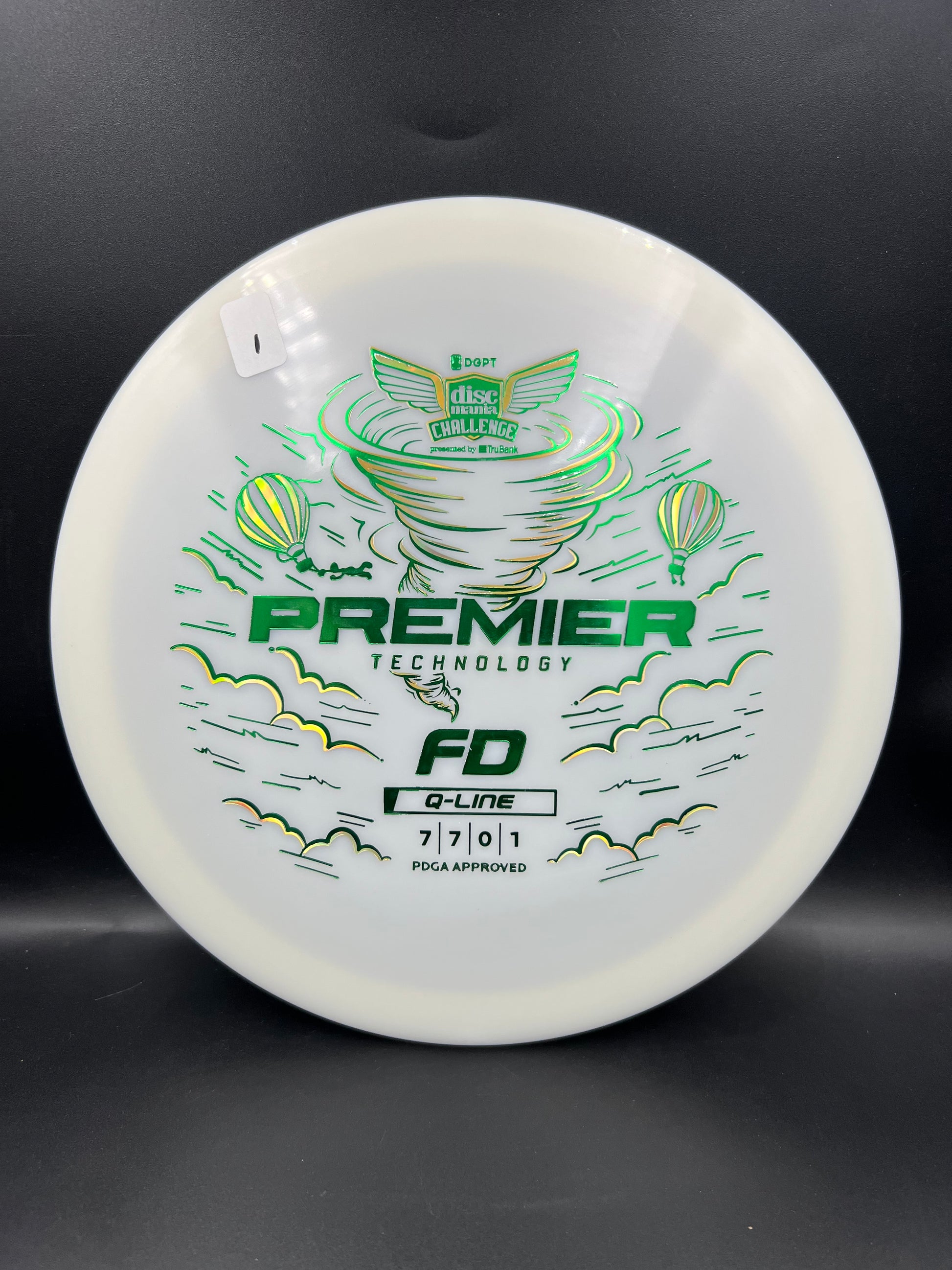 Discmania Q-Line Premier FD - Discmania Challenge Fundraiser White Green Gold Stamp (1) - 169g